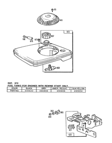 Fuel Tank Assembly Control Bracket Diagram and Parts List for 111707-3052-XX  Briggs and Stratton Engine